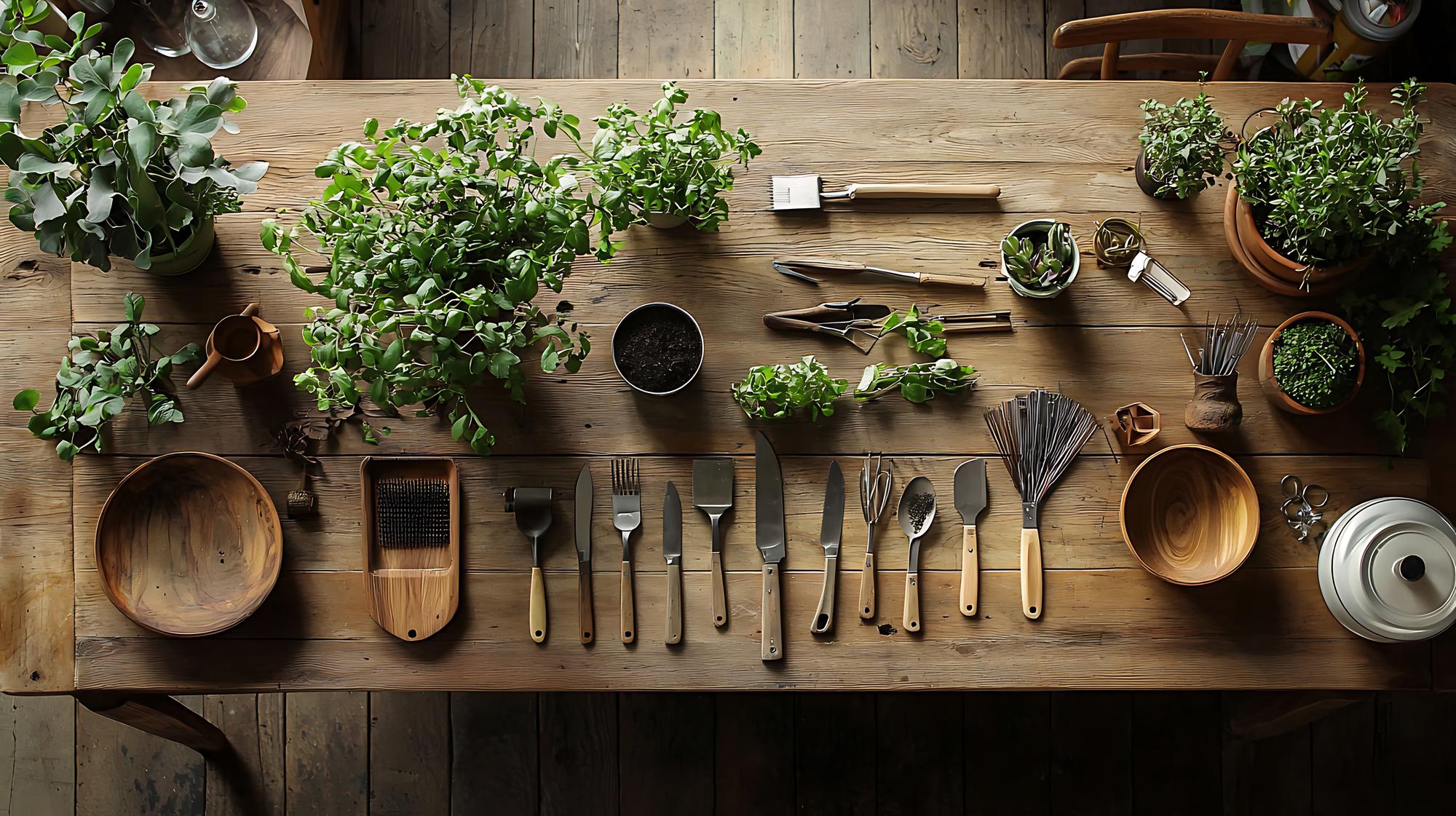 studio counter with utensils